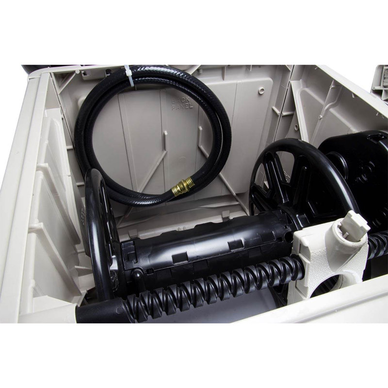 Suncast Swivel Hose Reel Storage Hideaway W/Smart Trak Hose Guide & Bin